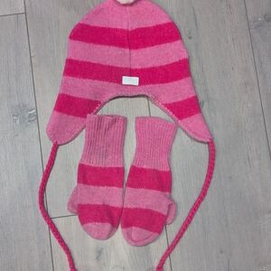 Coach Pink Gradient Knit Girls Hat and Gloves Set